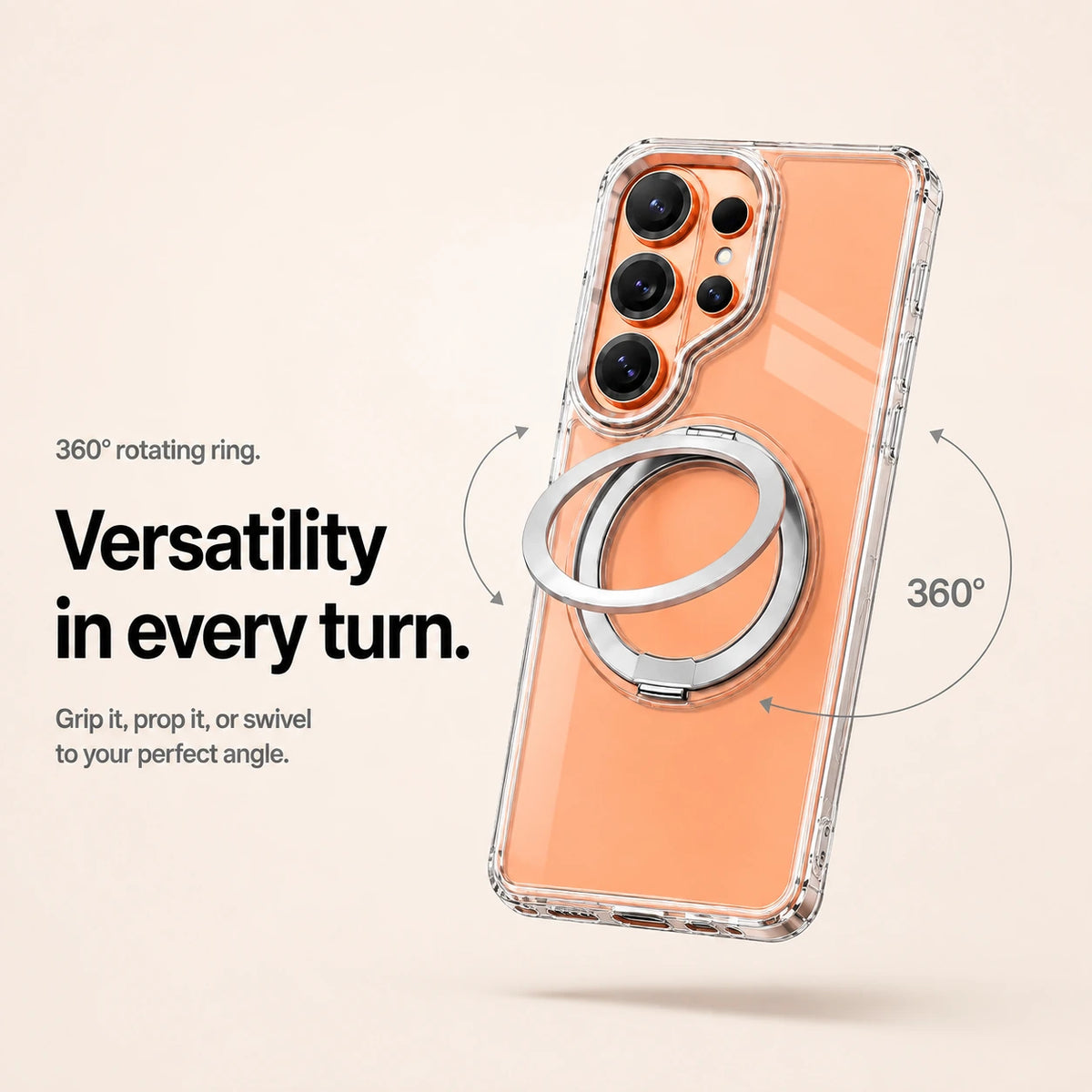 Clear ring stand phone case showing its rotating circular stand #color_Transparent