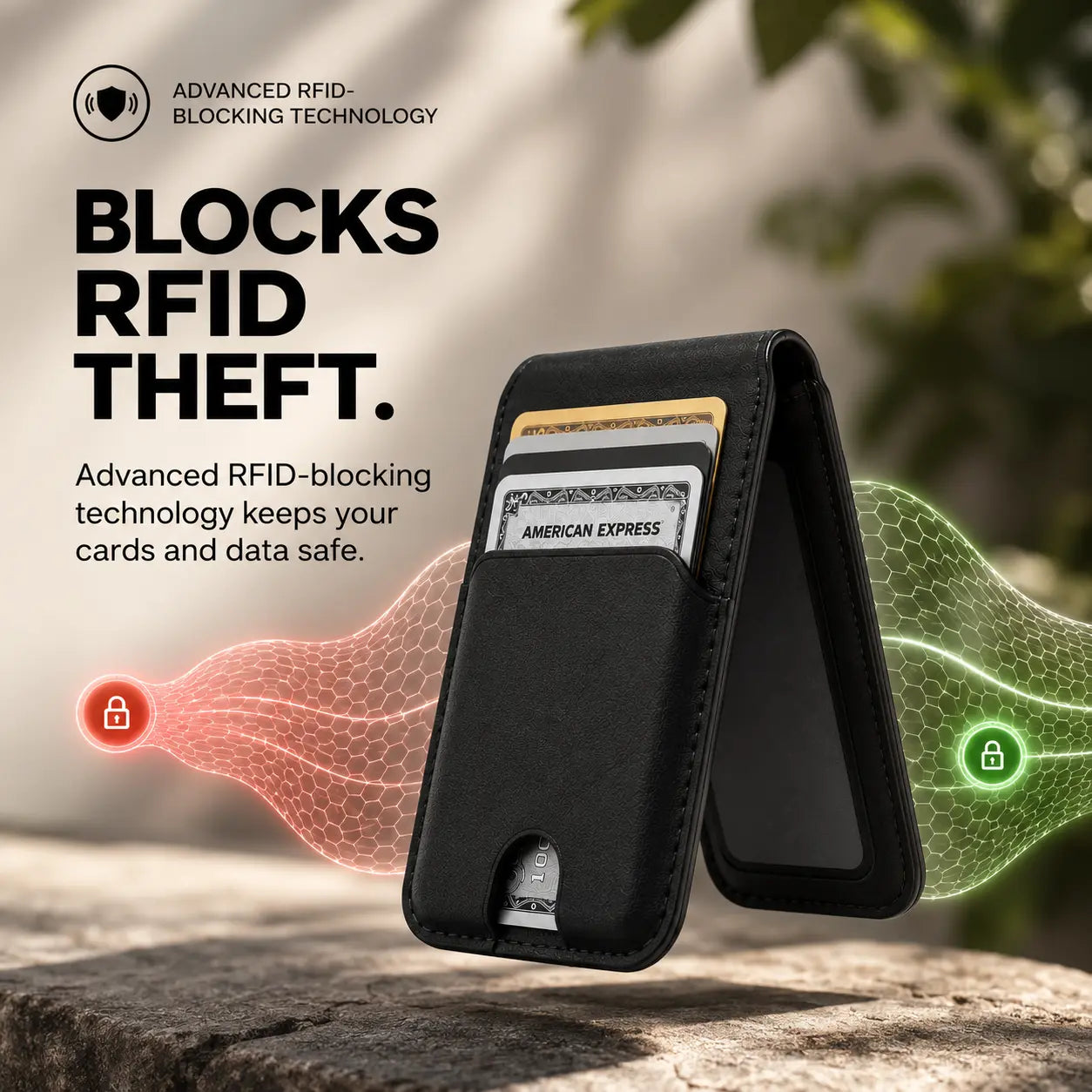 MagSafe phone wallet with folding stand