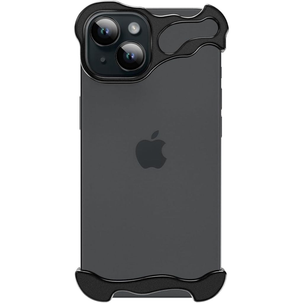 Black phone bumper case, close rear view #color_Midnight Black