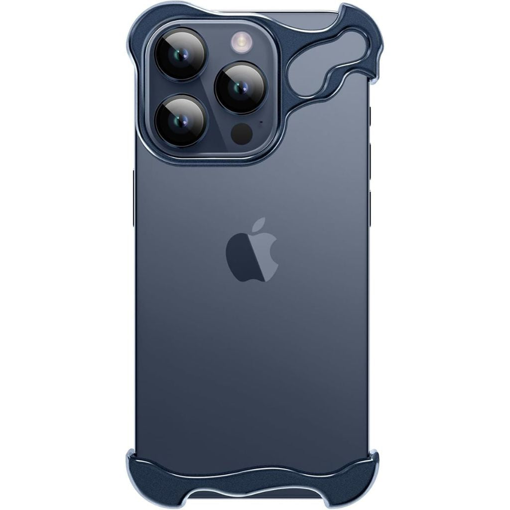 Blue minimal phone bumper case, rear view #color_Deep Blue