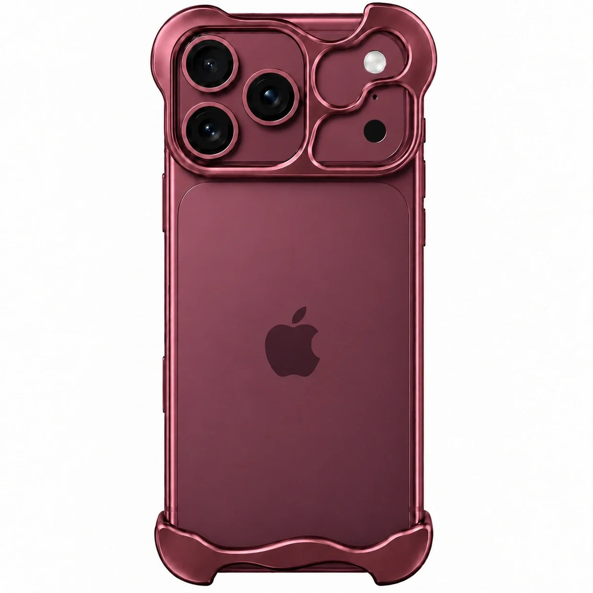 Burgundy sculpted metal phone case viewed from the rear #color_Burgundy