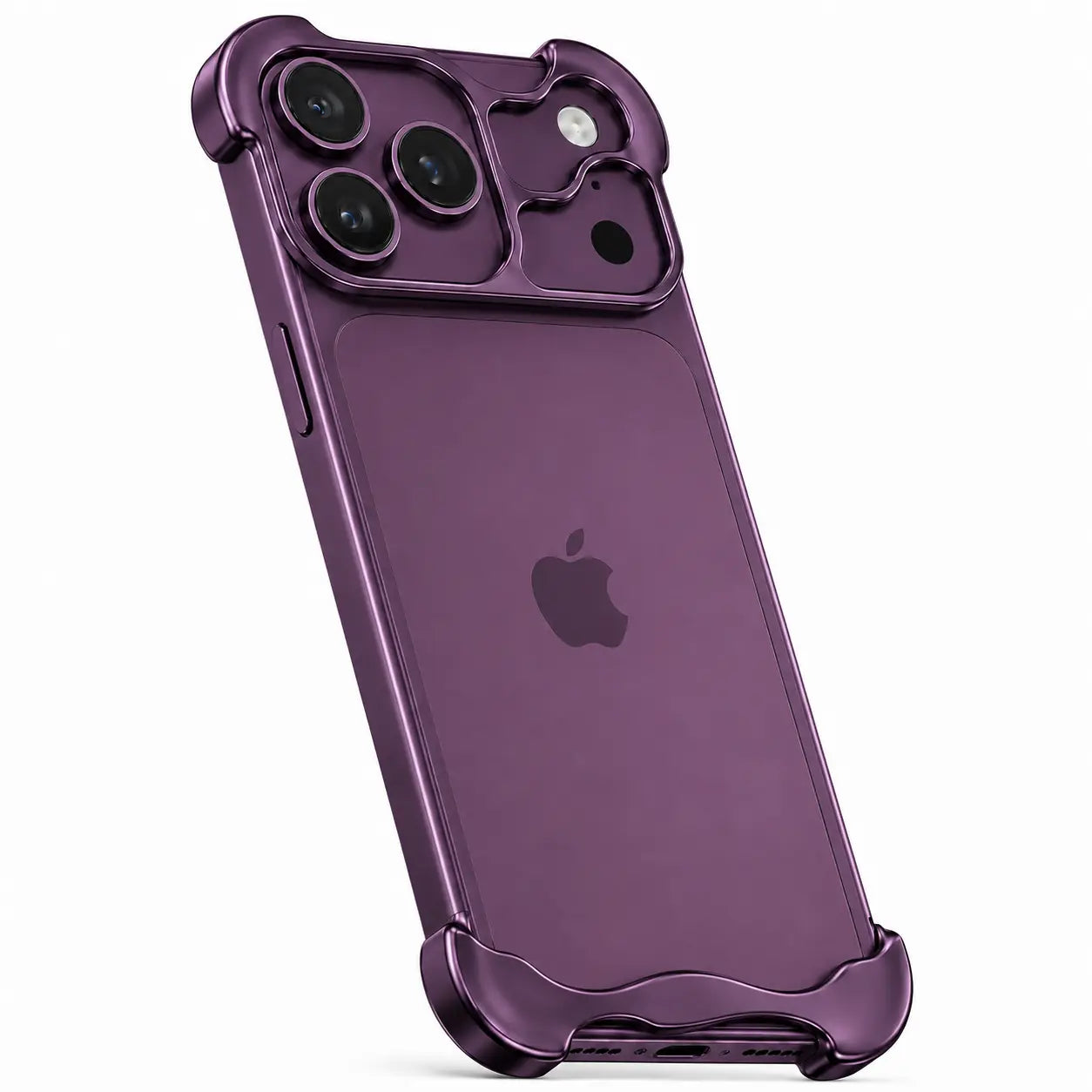 Purple sculpted phone case shown at an angle from the rear #color_Dark Cherry