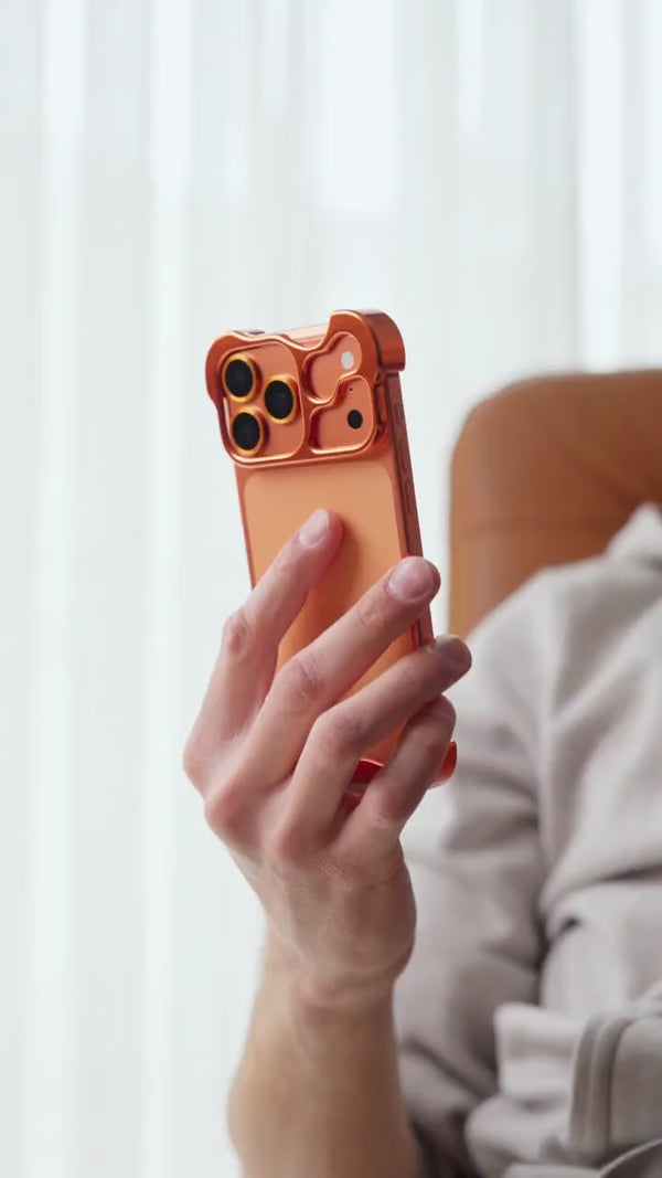 Edge Base minimal iPhone bumper case — fitted closely around an iPhone with precise cutouts