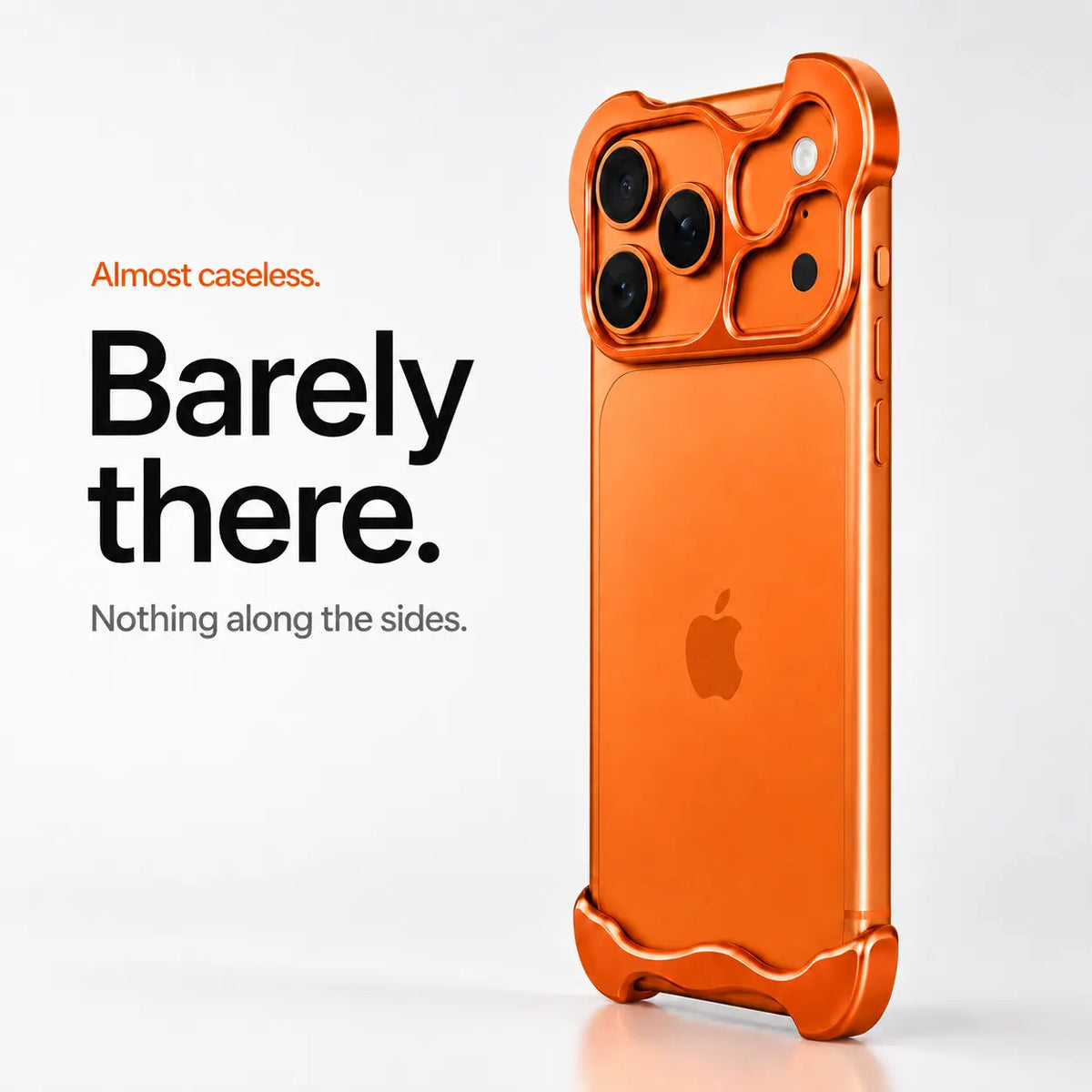 Orange sculpted phone case shown from the rear and side #color_Cosmic Orange