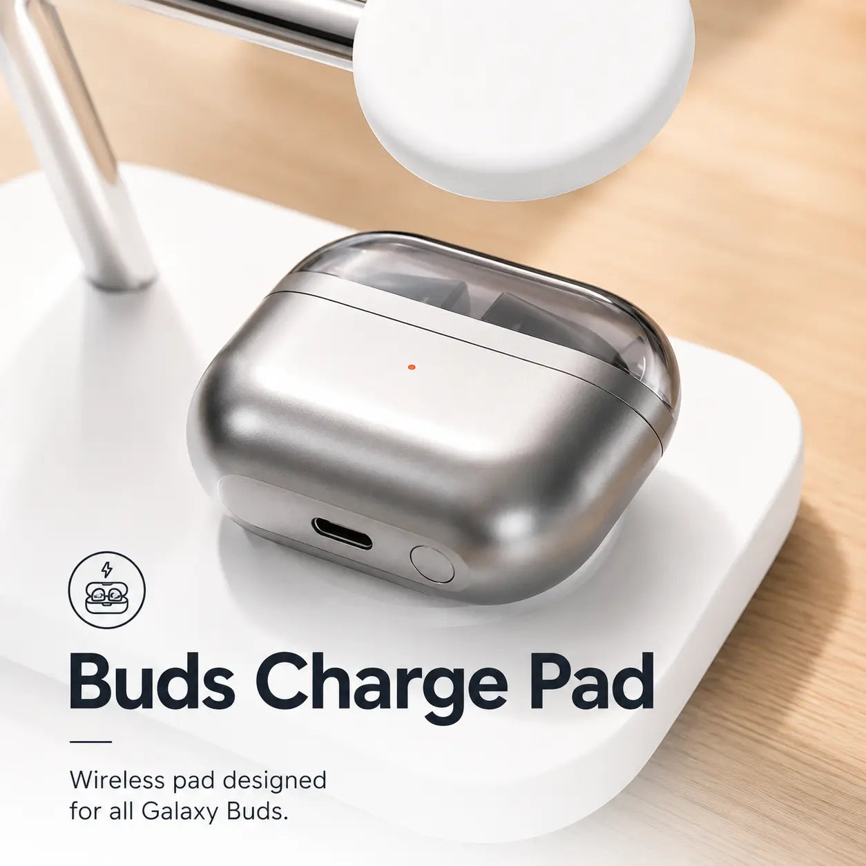 Arctic White three device wireless charging dock with an earbud charging pad #color_Arctic White