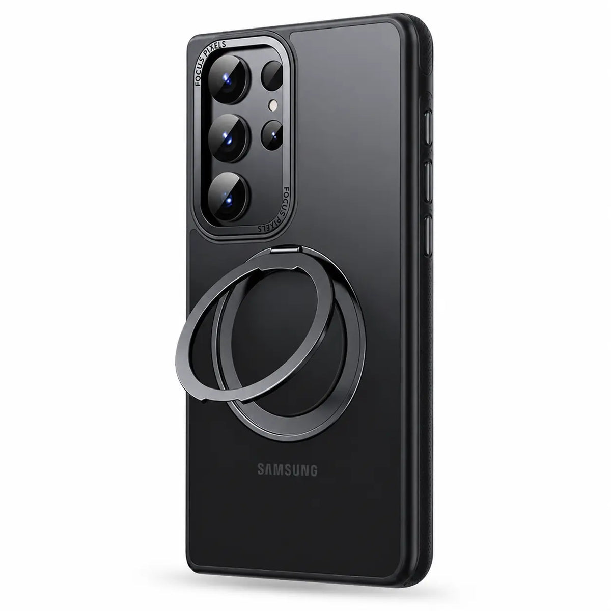 Slim magnetic phone case with a folding stand #color_Midnight Black