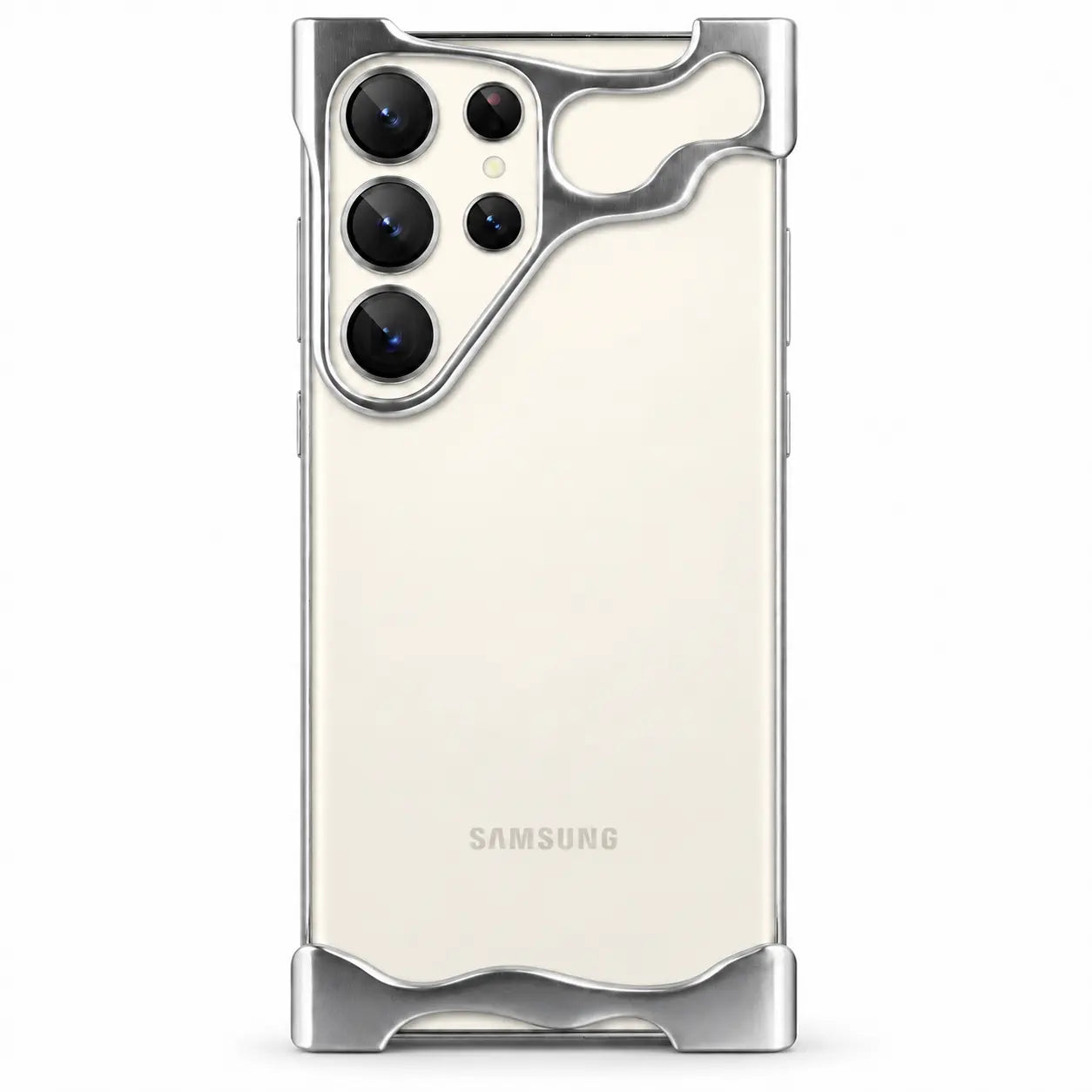 Silver metal bumper case on a cream phone #color_Silver