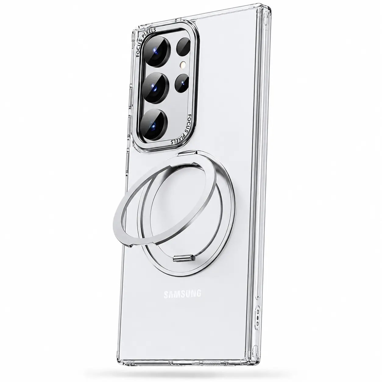 Magnetic phone case with a folding kickstand #color_Transparent