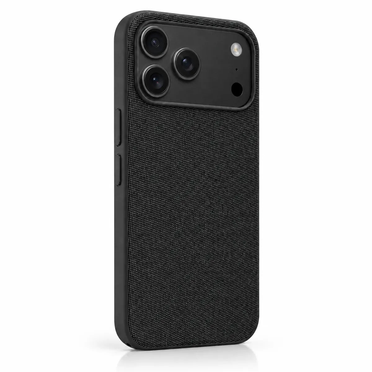 Woven phone case in Midnight Black on a matching Black iPhone 18 Pro Max. #color_Midnight Black